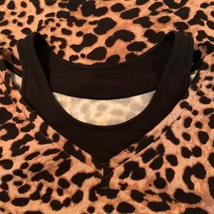 Belle by Kim Gravel Leopard Brushed Knit Top with Inset - Size M